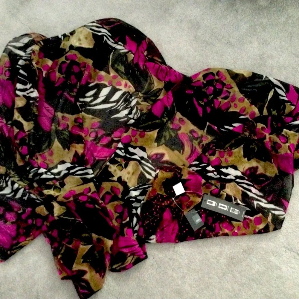 Massimo Fuchsia and Black scarf, coverup sequin large rectangle.